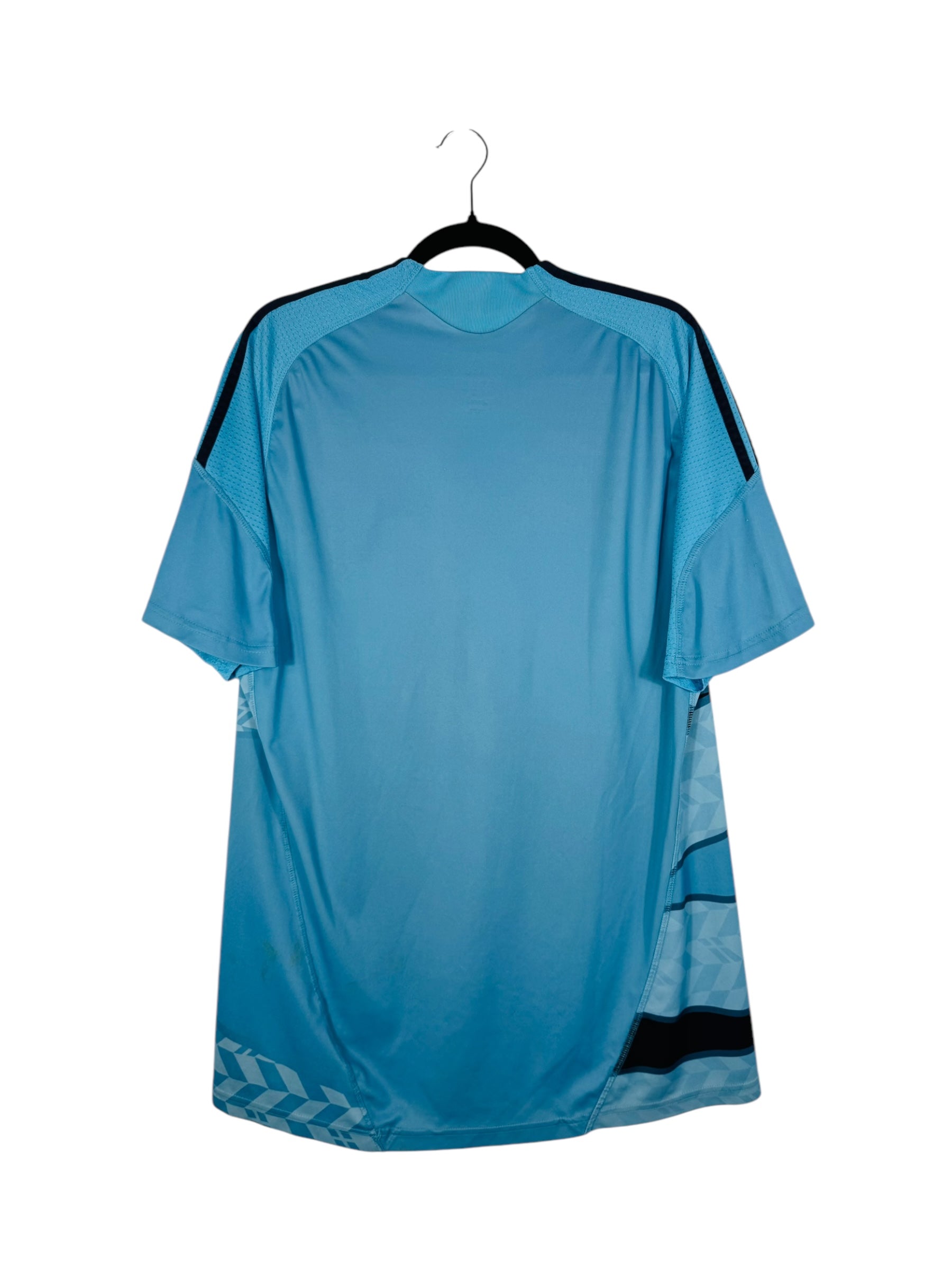 Maillot OM 2009-2010 Domicile Adidas - Vue arrière, taille L, couleur bleu.