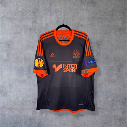 Maillot OM 2012-2013 third de face, anthracite et orange fluo, adidas et Intersport