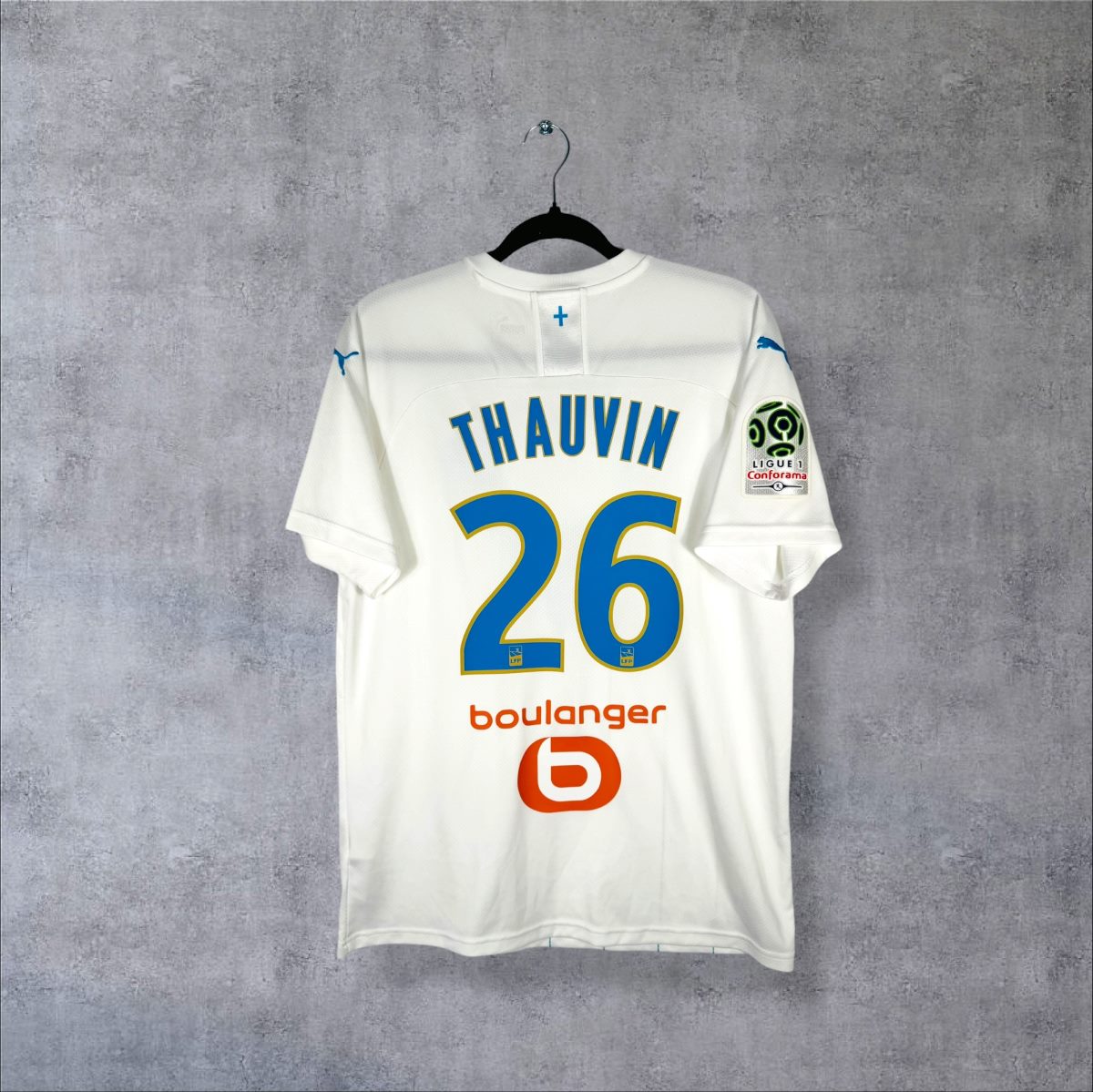 Maillot OM 2019-2020 domicile, dos avec flocage Thauvin N°26