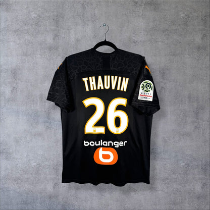 Maillot OM 2019-2020 third noir, dos floqué Thauvin 26 et sponsor Boulanger