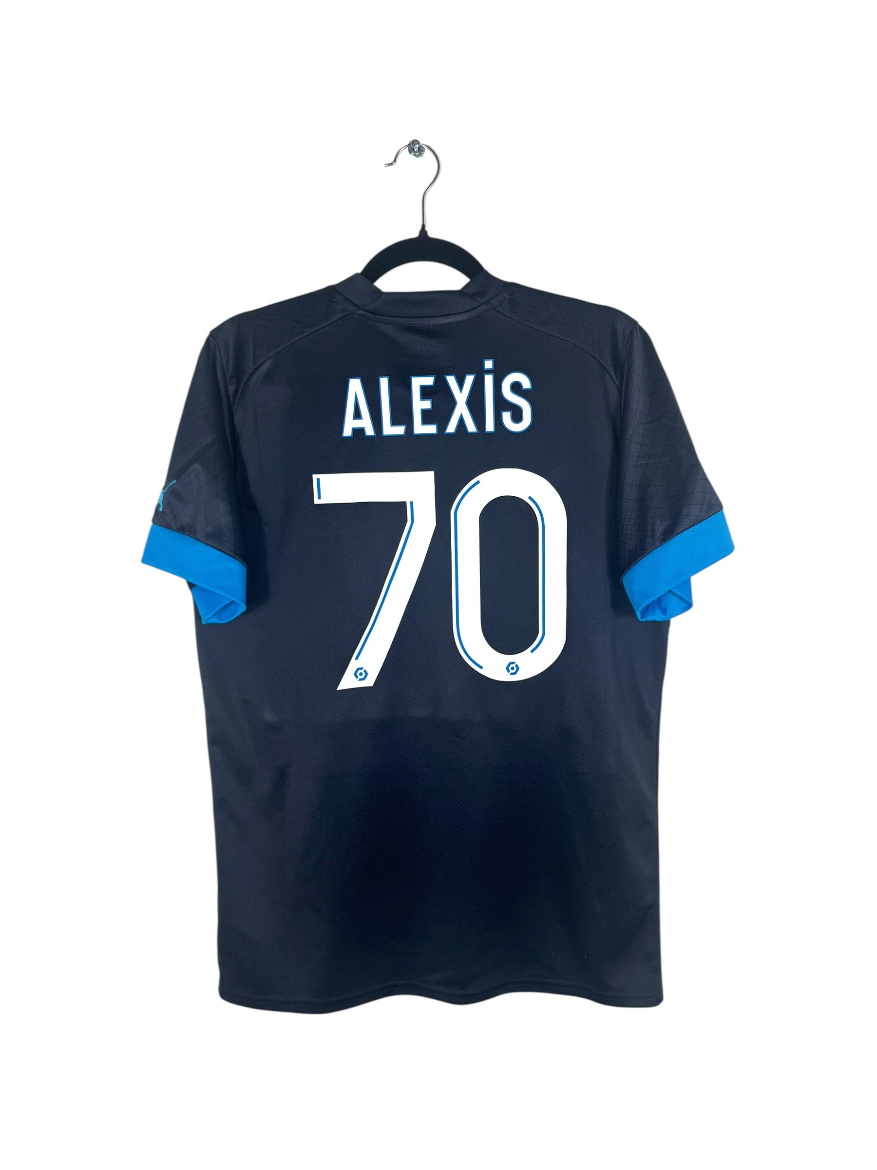 Maillot OM 2022-2023 extérieur Puma Alexis Sánchez 70 marine taille M vue arrière