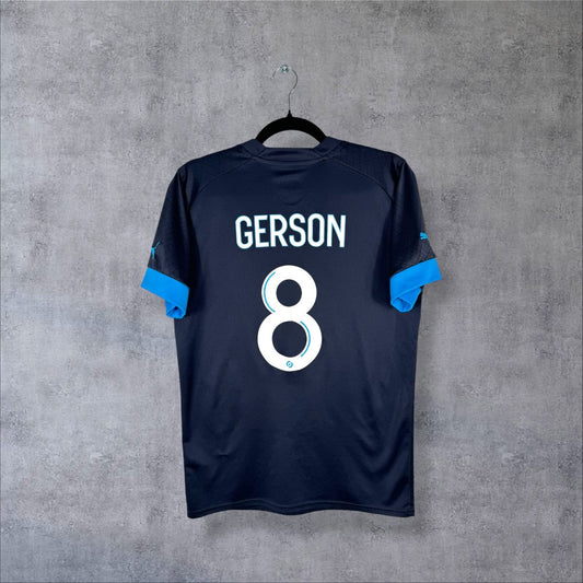 Dos du maillot extérieur OM 2022-2023 Puma bleu marine, flocage Gerson 8