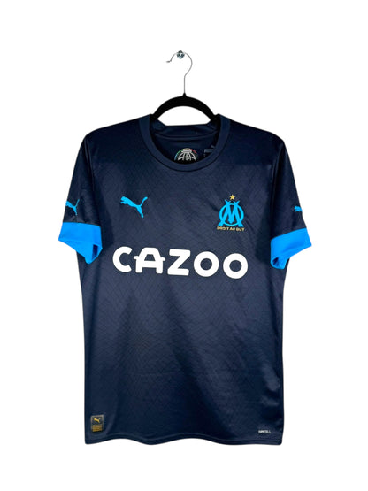 Maillot OM 2022-23 extérieur bleu marine Puma authentique vue de face.