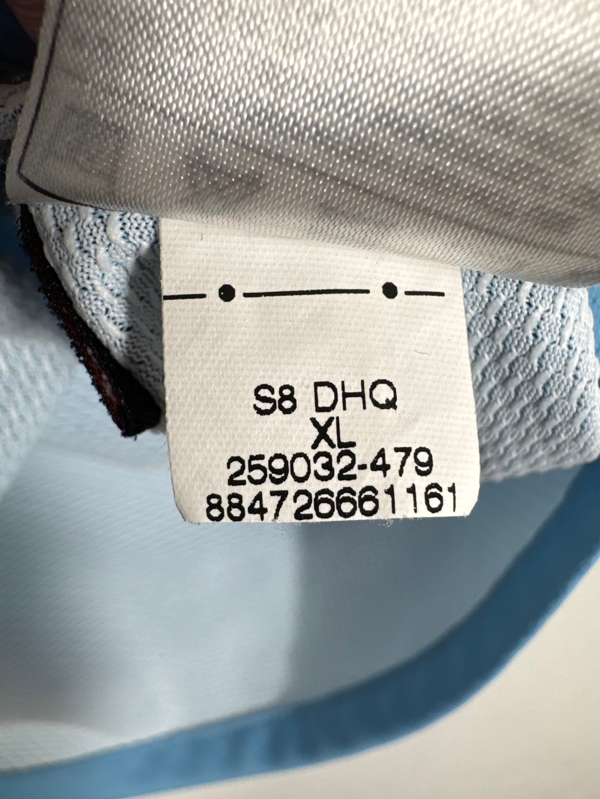 Étiquette d'authenticité avec code Nike 259032-479 prouvant l'originalité du maillot