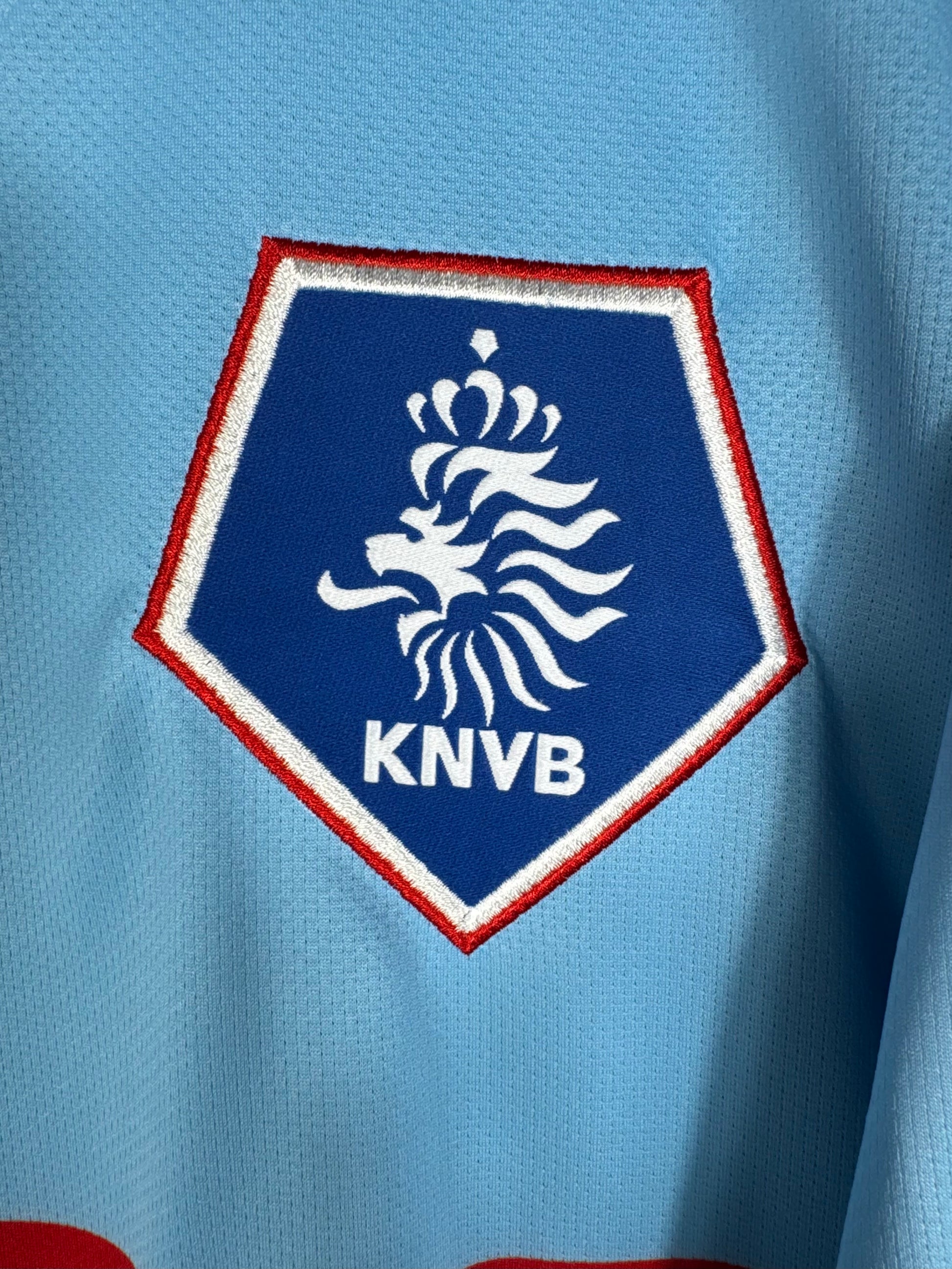 Détail de l'écusson des Pays-Bas et du logo Nike