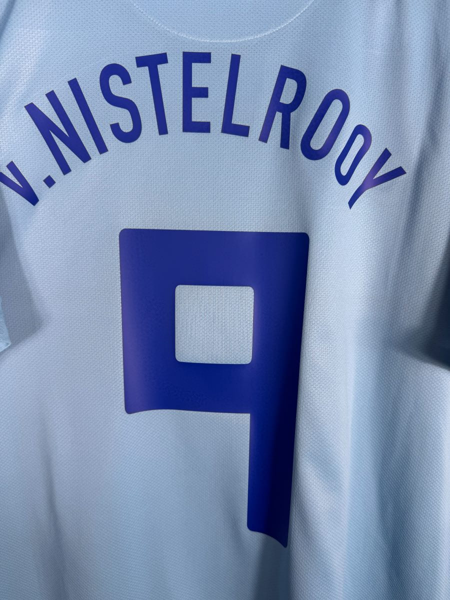 Détail du flocage bleu v.Nistelrooy N°9 sur le maillot Pays-Bas 2008-2009 extérieur