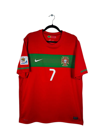 Maillot Portugal Coupe du Monde 2010 Nike - Vue avant, taille XL, couleur rouge, flocage Ronaldo N°7.