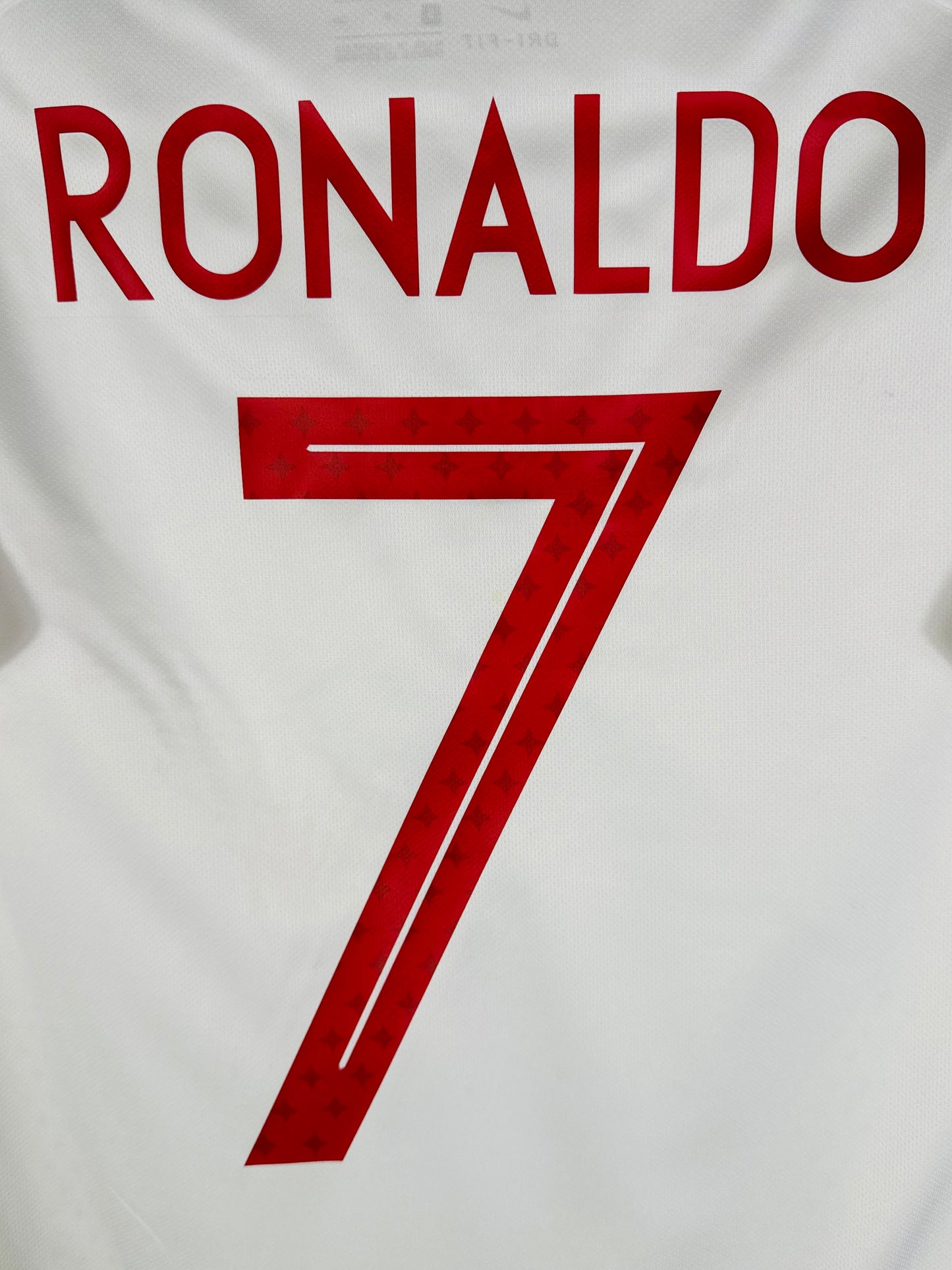 Détail du flocage sur le numéro 7 de Cristiano Ronaldo