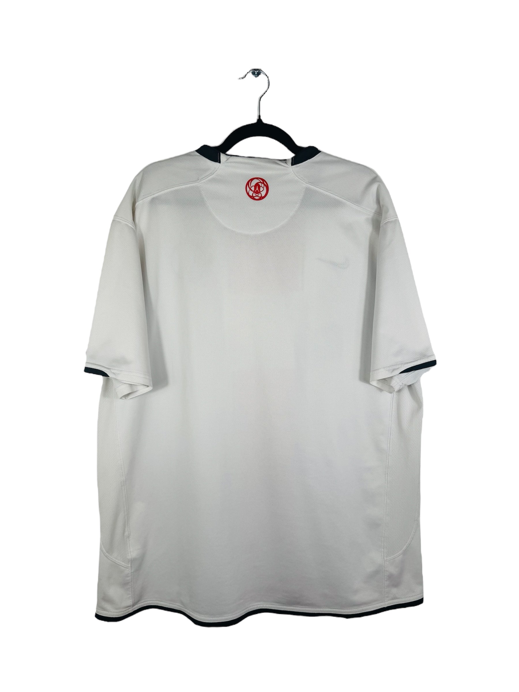 Maillot PSG 2007-2008 Extérieur Nike - Vue arrière, taille XXL, couleur blanc.