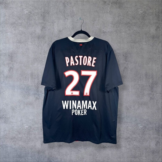Maillot PSG 2011-2012 domicile Nike XXL, dos floqué Pastore 27 et sponsor Winamax