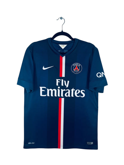 Maillot PSG 2014-2015 Domicile Nike - Vue avant, taille M, couleur marine.