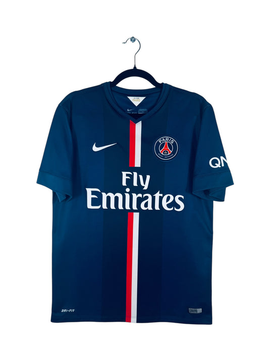 Maillot PSG 2014-2015 Domicile Nike - Vue avant, taille M, couleur marine.