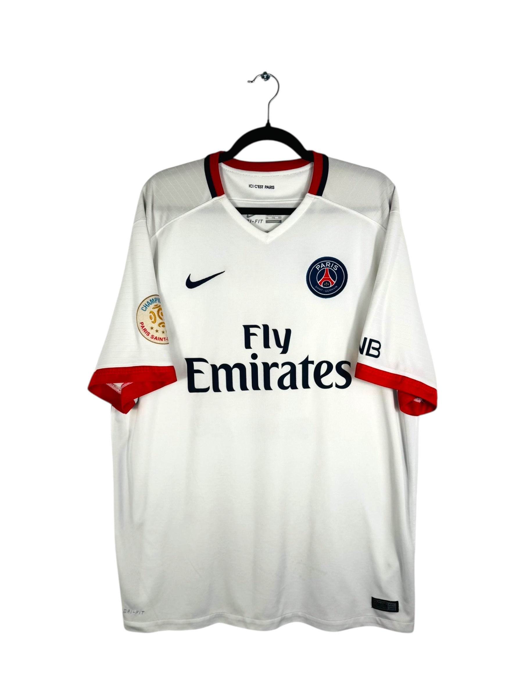 Maillot PSG 2015-2016 extérieur Di Maria vue avant logo Nike et PSG