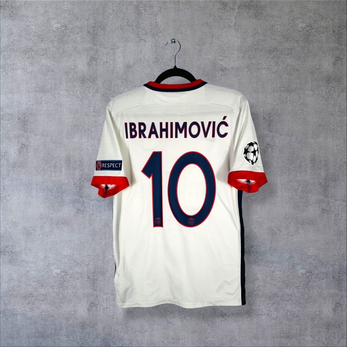 Maillot PSG 2015-2016 extérieur, dos avec flocage Ibrahimovic N°10