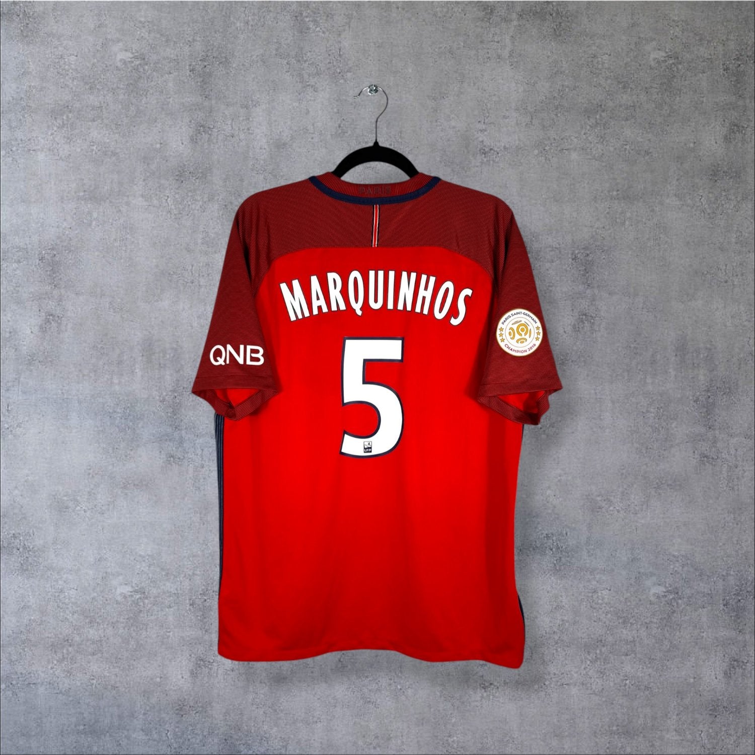 Flocage Marquinhos numéro 5 sur maillot PSG 2016-2017 Extérieur