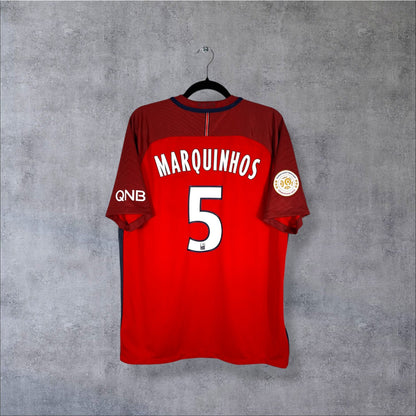 Flocage Marquinhos numéro 5 sur maillot PSG 2016-2017 Extérieur