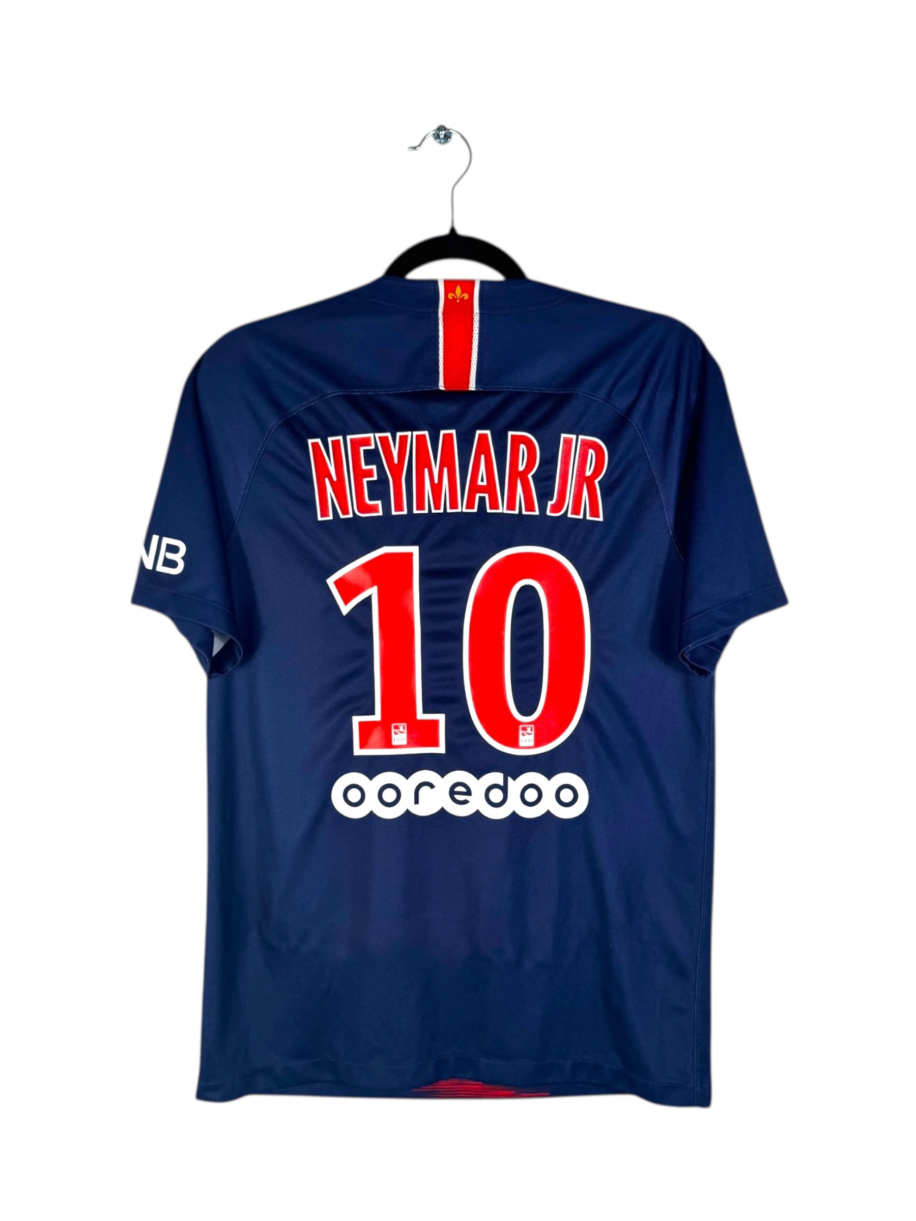 Dos maillot PSG 2019 flocage officiel Neymar JR 10 et sponsor Ooredoo.