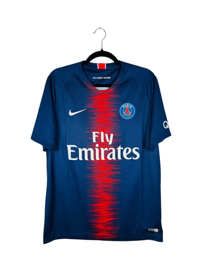 Maillot PSG 2018-2019 Domicile Nike - Vue avant, taille M, couleur marine et rouge.