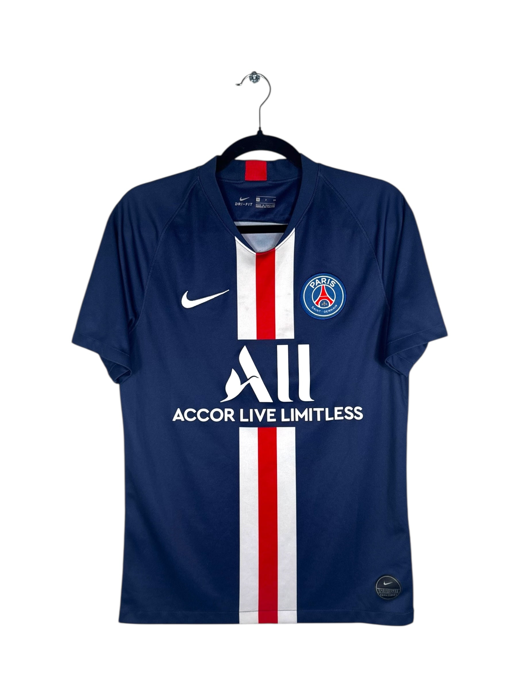 Maillot PSG 2019-2020 domicile Nike vue avant sponsor et logo