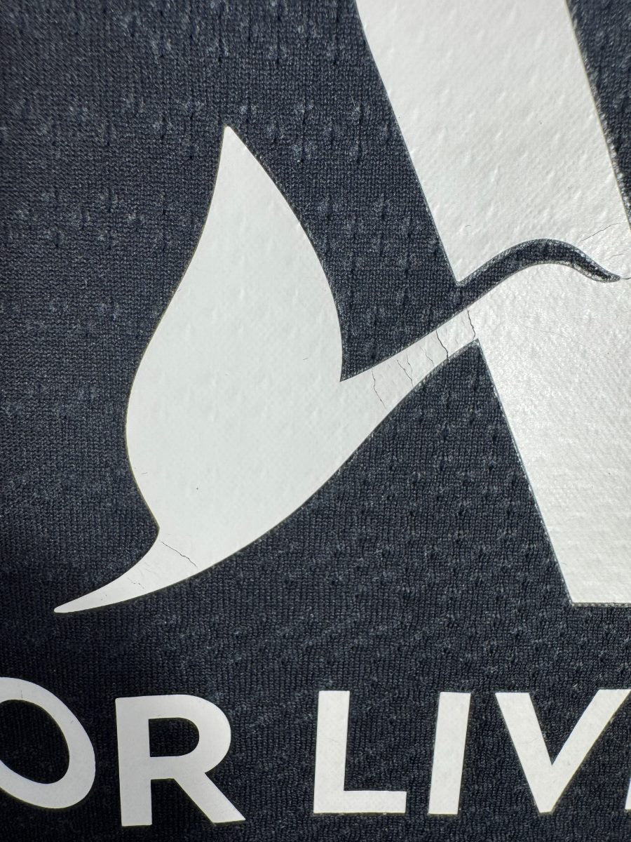 Fines craquelures dans le logo ALL du sponsor sur le maillot PSG 2019-2020 fourth Vaporknit