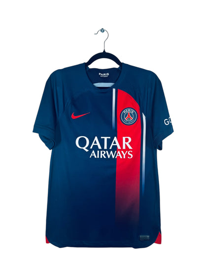 Maillot PSG 2023-2024 Domicile Nike - Vue avant, taille S, couleur marine.