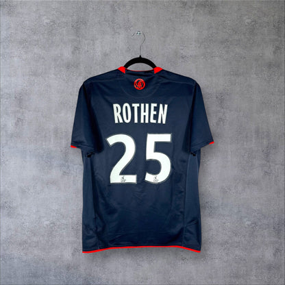 Dos du maillot PSG Domicile 2007/08 bleu marine avec flocage blanc ROTHEN 25 et logo LFP dans les numéros.