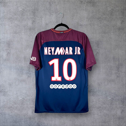 Dos du maillot PSG Domicile 2017/18 avec flocage blanc NEYMAR JR 10 et sponsor ooredoo.
