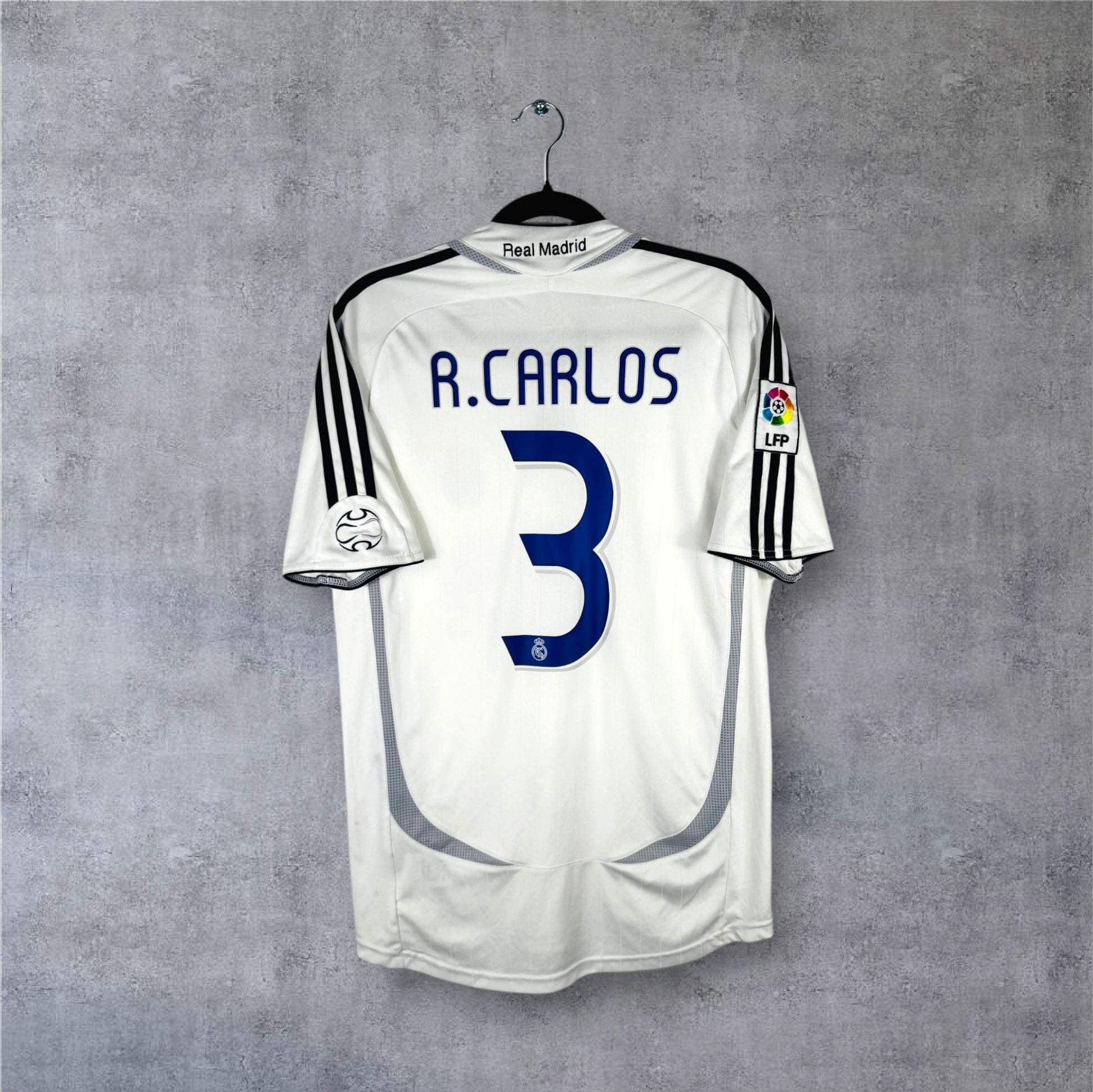 Flocage Roberto Carlos numéro 3 sur maillot Real Madrid 2006-2007