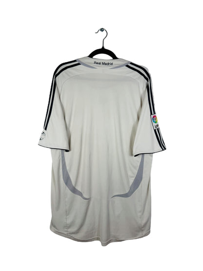 Maillot Real Madrid 2006-2007 Domicile Adidas - Vue arrière, taille XL, couleur blanc.