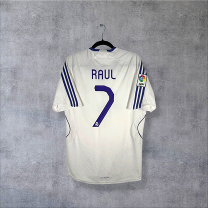 Flocage Raúl numéro 7 sur maillot Real Madrid 2007-2008 Domicile