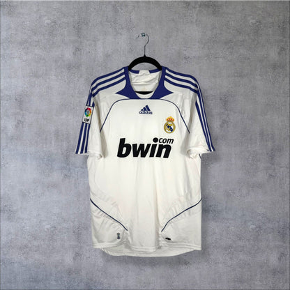 Maillot authentique Real Madrid 2007-2008 Domicile bwin Adidas vue de face