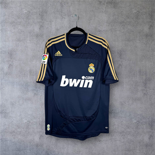 Maillot authentique Real Madrid 2007-2008 Extérieur Adidas vue de face