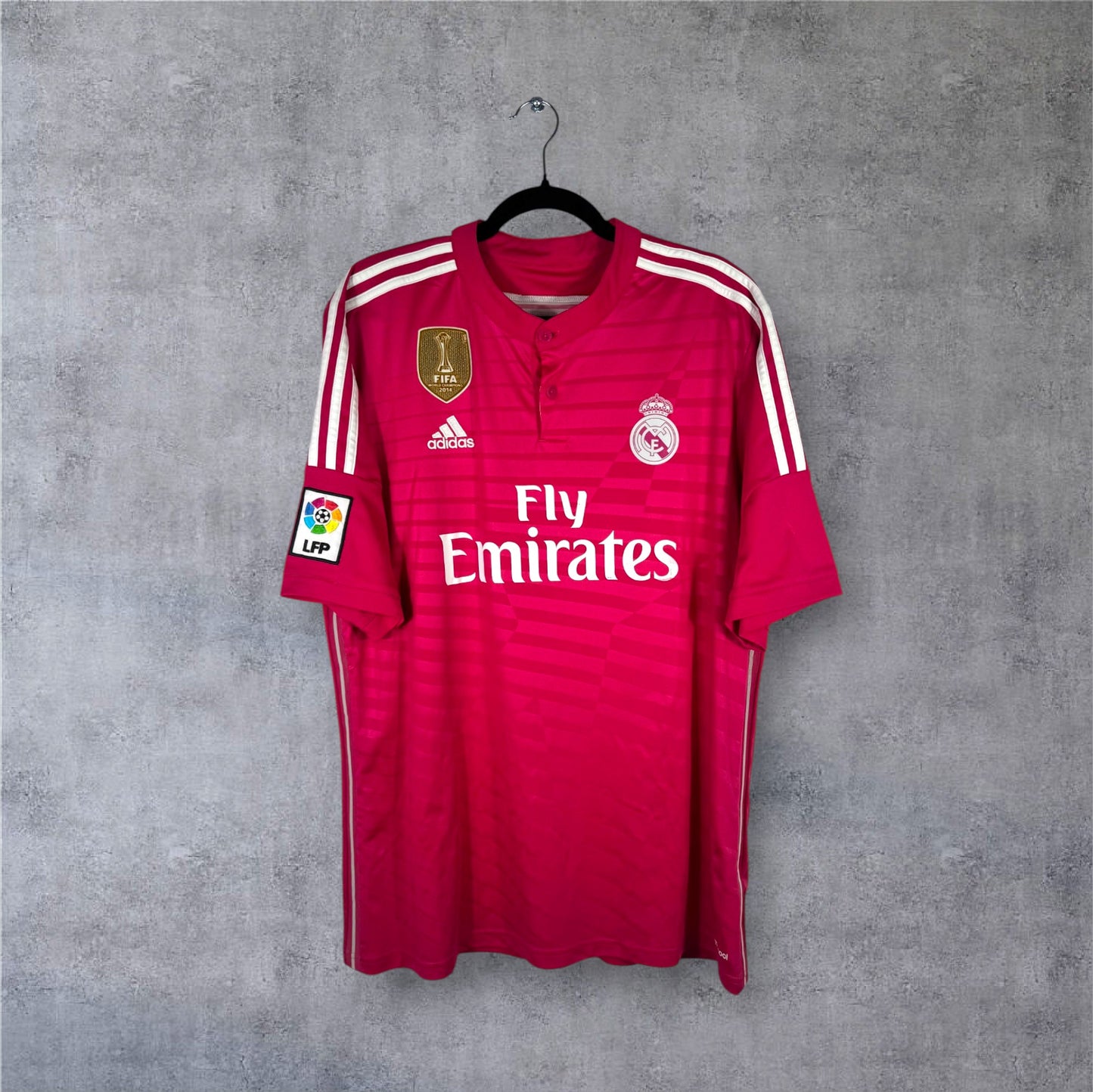 Maillot authentique Real Madrid 2014-2015 Extérieur Adidas rose vue de face