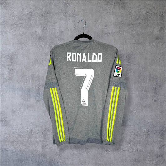 Flocage Ronaldo numéro 7 sur maillot Real Madrid 2015-2016 Extérieur Manches Longues