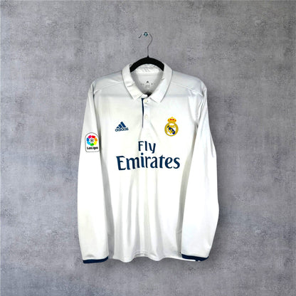 Maillot authentique Real Madrid 2016-2017 Domicile Manches Longues Adidas vue de face