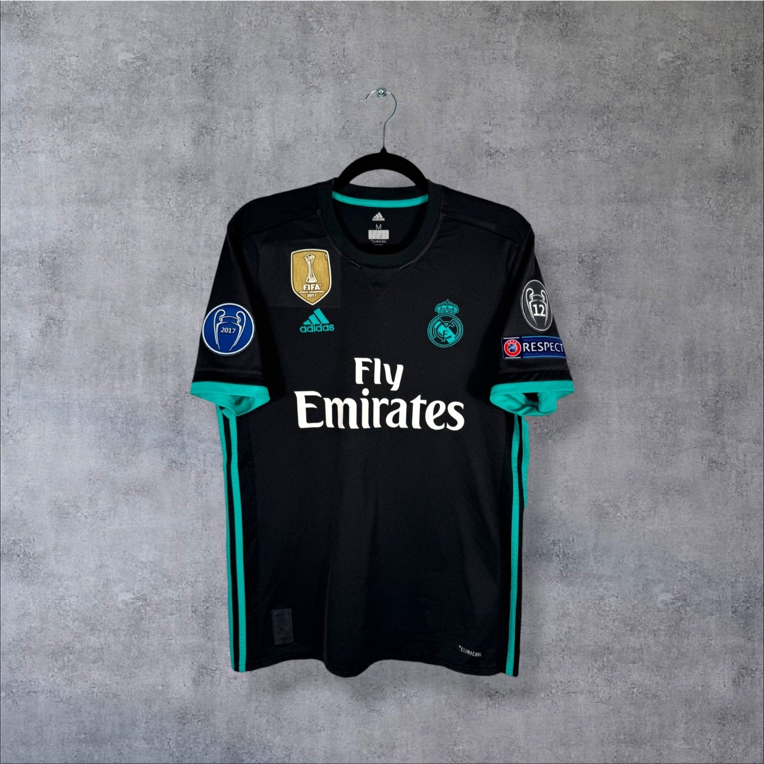 Maillot authentique Real Madrid 2017-2018 Extérieur Adidas noir vue de face