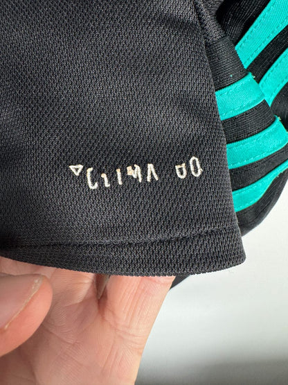 Usure du marquage climacool imprimé en bas du maillot Real Madrid 2017-2018 extérieur