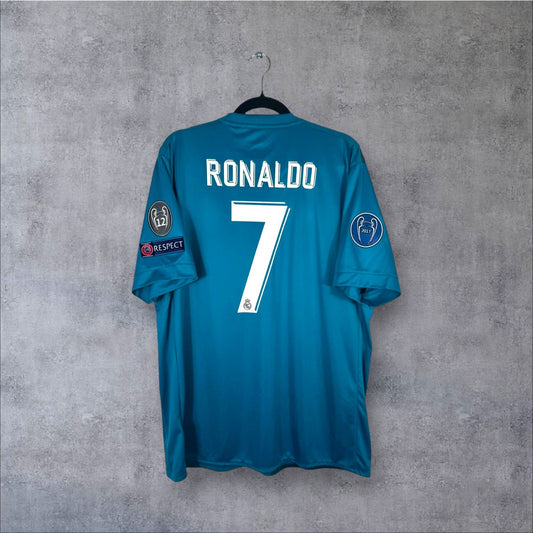 Flocage Ronaldo numéro 7 sur maillot Real Madrid 2017-2018 Third taille XL