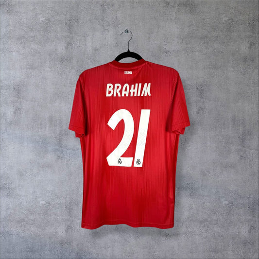 Maillot Real Madrid 2018-2019 third rouge corail, dos floqué Brahim 21