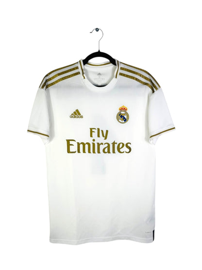 Maillot Real Madrid 2019-20 domicile blanc et or Adidas authentique vue de face.