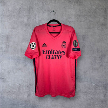 Maillot authentique Real Madrid 2020-2021 Extérieur rose Adidas vue de face