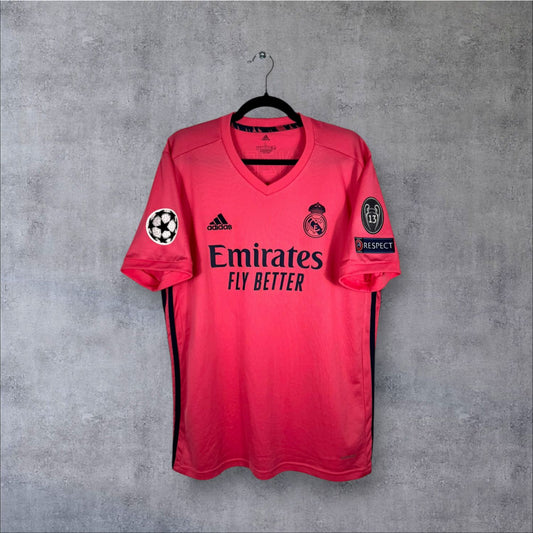 Maillot authentique Real Madrid 2020-2021 Extérieur rose Adidas vue de face