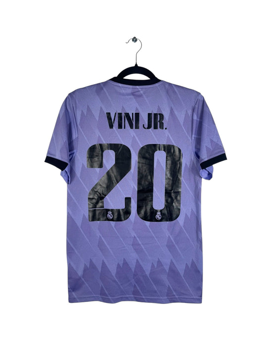 Maillot Real Madrid 2022-2023 extérieur Adidas Vinicius JR 20 blanc bleu XS vue arrière
