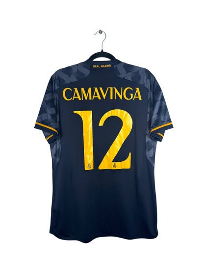 Maillot Real Madrid 2023-2024 extérieur Adidas Camavinga 12 gris foncé taille M vue arrière