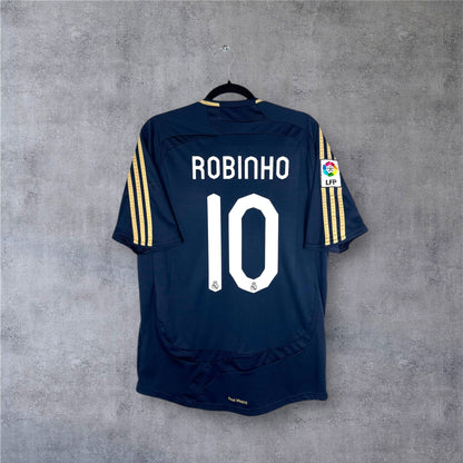 Dos du maillot Real Madrid bleu marine avec flocage blanc ROBINHO 10.