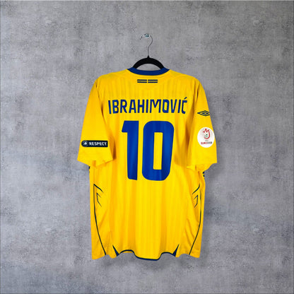 Flocage Ibrahimović numéro 10 sur maillot Suède Euro 2008 Domicile