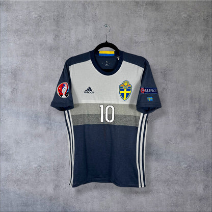 Maillot authentique Suède 2016 Extérieur Adidas bleu marine vue de face taille S