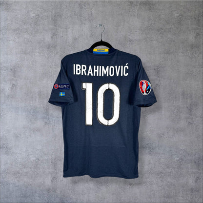 Flocage Ibrahimović numéro 10 sur maillot Suède Euro 2016 Extérieur taille S