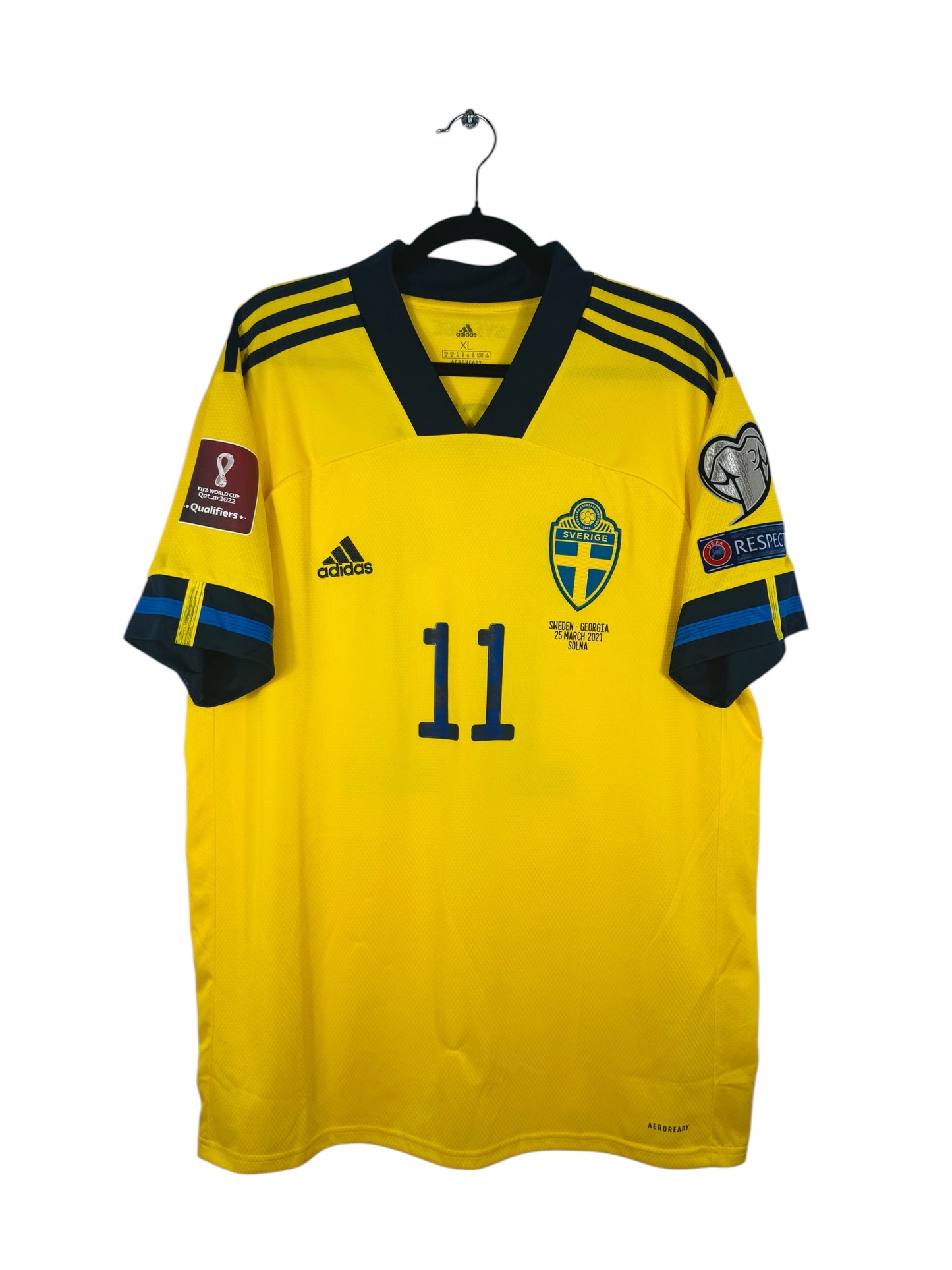 Maillot Suède 2020-2021 Collector Adidas - Vue avant, taille XL, couleur jaune.