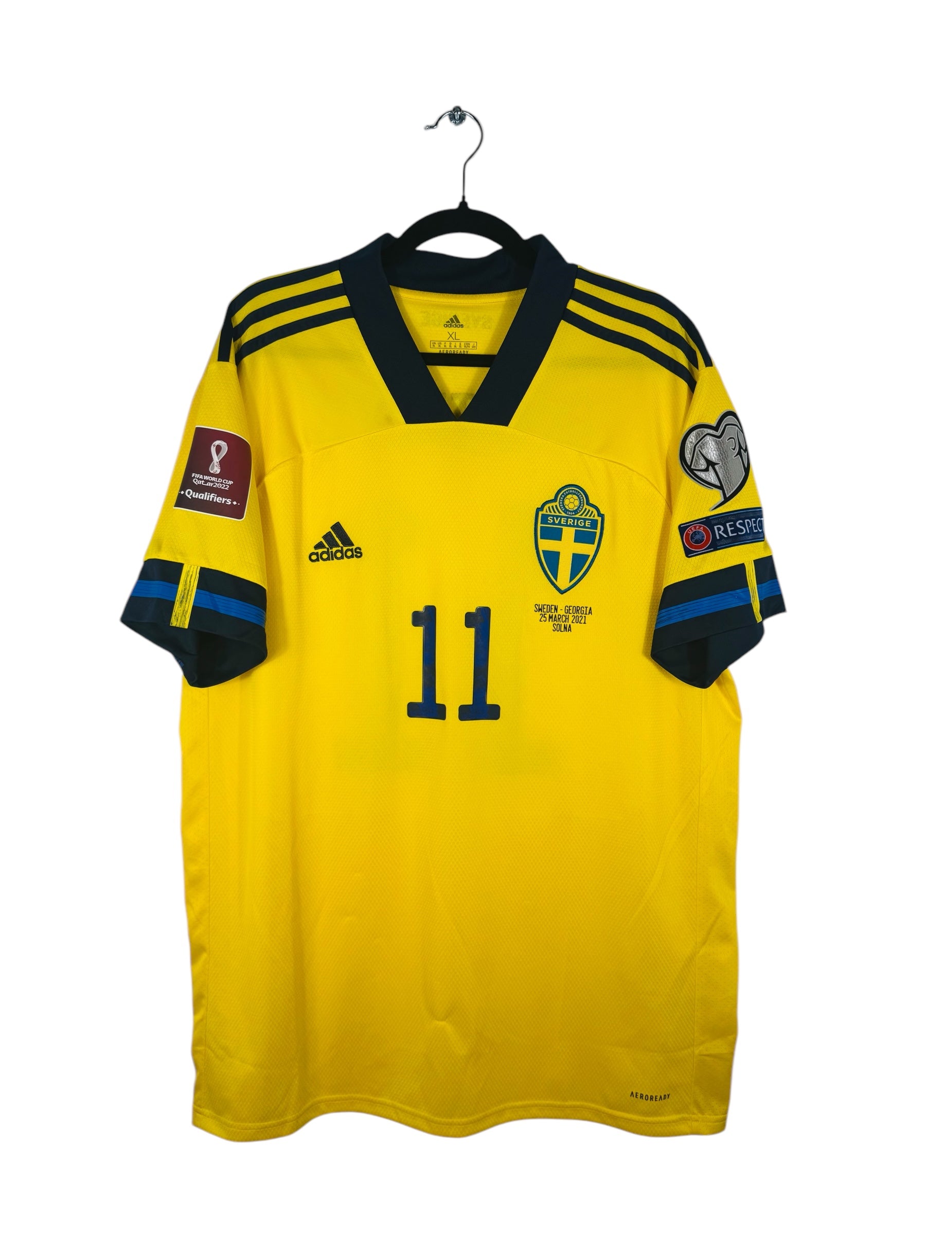 Maillot Suède 2020-2021 Collector Adidas - Vue avant, taille XL, couleur jaune.